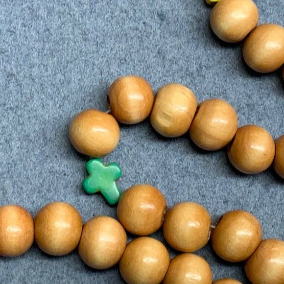 Wooden Beaded Bracelet Lot of 3 Multicolor Cross Tassels BoHo Hippie Religious - Picture 3 of 7